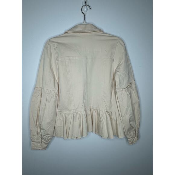 NWT Sergio Puff Sleeve Ruffle Trim Jacket in Eggshell Size Small - Picture 8 of 8